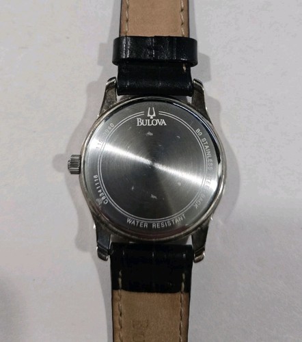 Bulova Corporate Collection Womens Round Watch Silver Dial Black Leather Strap - Picture 6 of 13