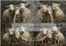 Winter Farm Friends | A4 Rice Paper | Paper for Decoupage | Decoupage Central