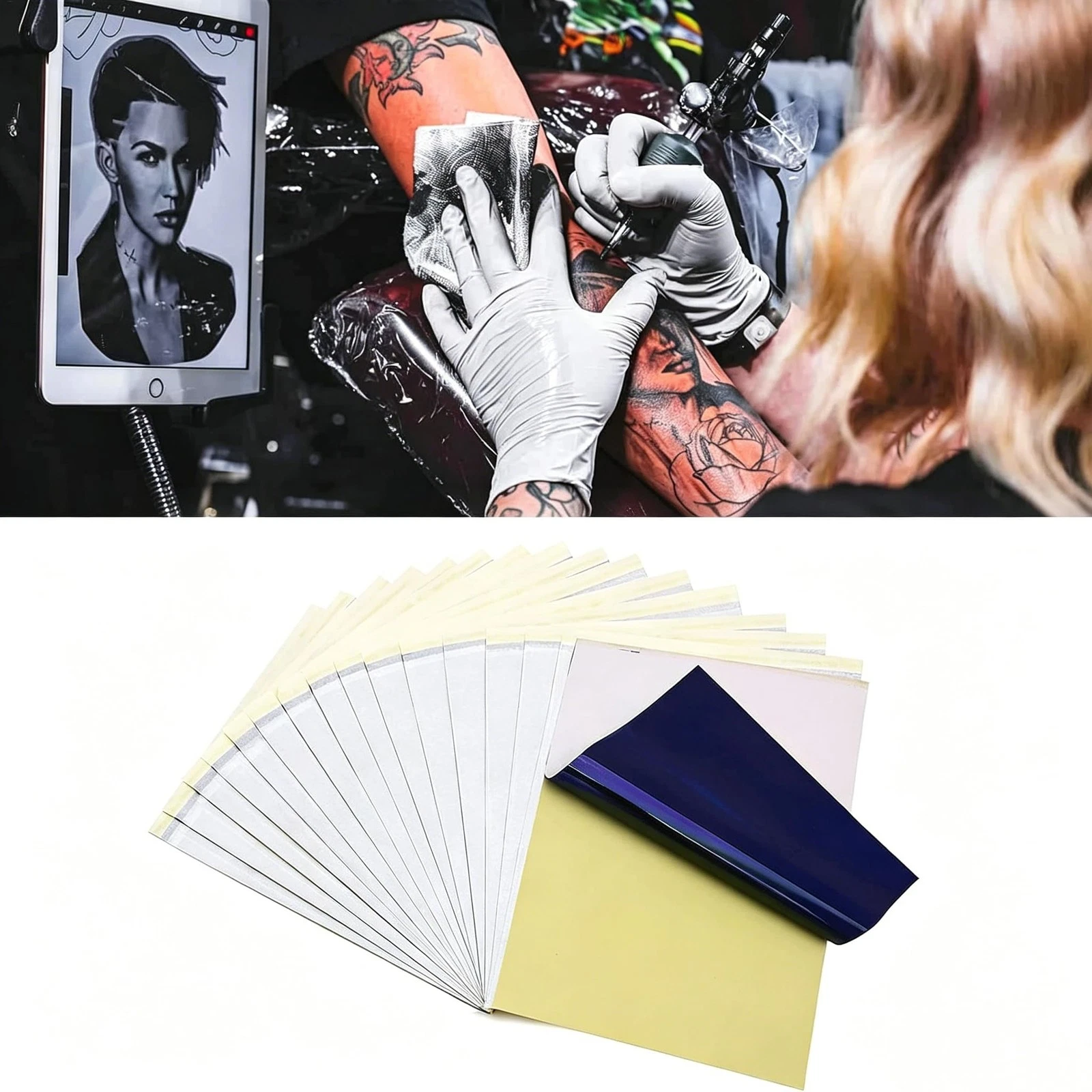 Beoncall Tattoo Transfer Paper 50Pcs Tattoo Stencil Paper Printer image 5
