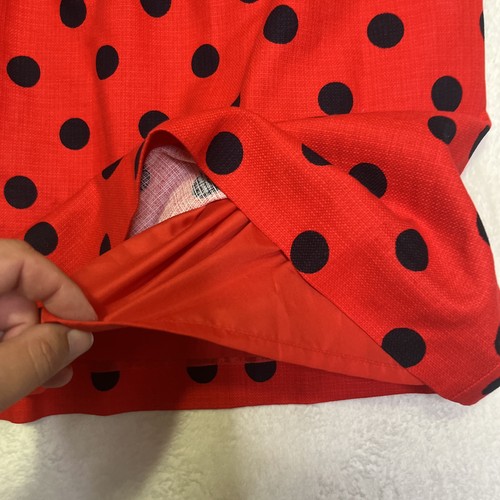 Abito tubino J.CREW donna rosso lady bug tg 12 foderato senza maniche zip anni 60 - Foto 6 di 10