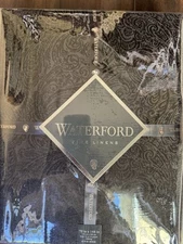 $90 Luxury BLACK WATERFORD   LINENS TABLECLOTH Oblong 70”x144” 12 To 14 People
