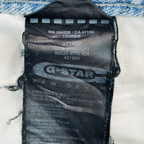 Pantalones de mezclilla G-Star crudos para hombre 36x31 azul lavado claro desgastado bolsillo recto con cremallera - Imagen 14 de 16