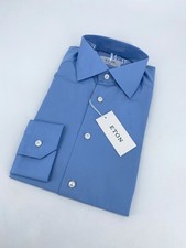 Eton Dress Shirt Mens M 15 1/2 - 39 Blue Slim Fit Long Sleeve Collared Button Up