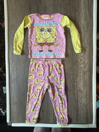 Vintage Retro 2010 Y2k SpongeBob SquarePants Toddler Girl Pajamas PLAY