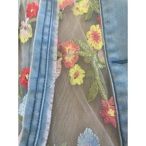 Neu mit Etikett Damen Denim & transparente Blumen bestickt Jacke Kristen’s Kloset Medium - Bild 4 von 7