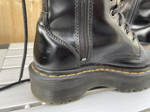 Dr Martens Black Leather Platform Boots Jadon Size 4 Zip Up - Picture 7 of 21