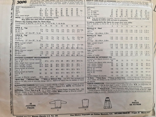McCall's 3006 Maternity Top Skirt Sewing Pattern Ladies 10 12 14 UC Loose Fit - Picture 5 of 5