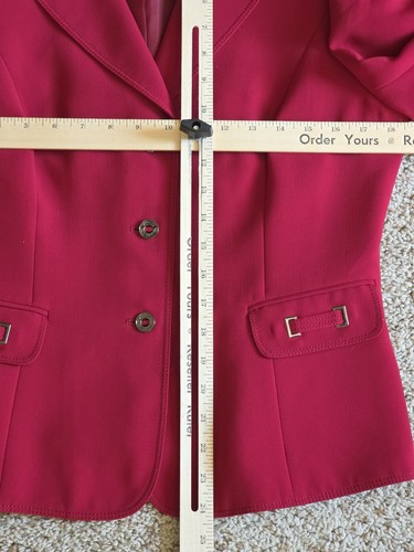 Tahari Suit Jacket & Bell Skirt Womens 8 Solid Red Lined Business Classic Levine - Picture 6 of 13