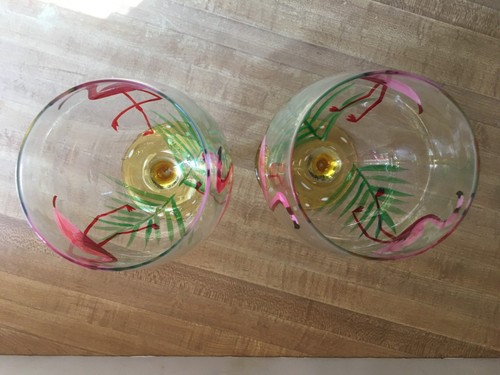 2er Set Pier One Weingläser handbemalt Flamingo - Bild 4 von 4