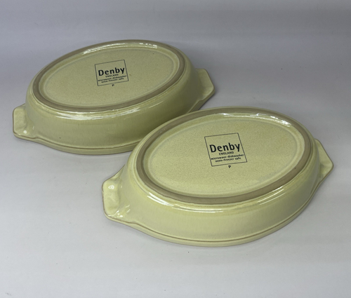 DENBY Fire Chilli 2x Crema Cazuela Au Gratinado Hornear Plato Ovalado 9" Gres - Imagen 5 de 7
