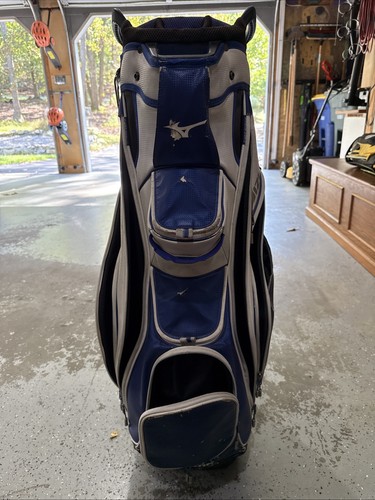Rigid Mizuno Blue White Cart Tour Golf Club Bag 14 Club plus Umbrella - Picture 5 of 7