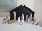 NATIVITY SET (M &S) AND HANDCRAFTED BACKDROP