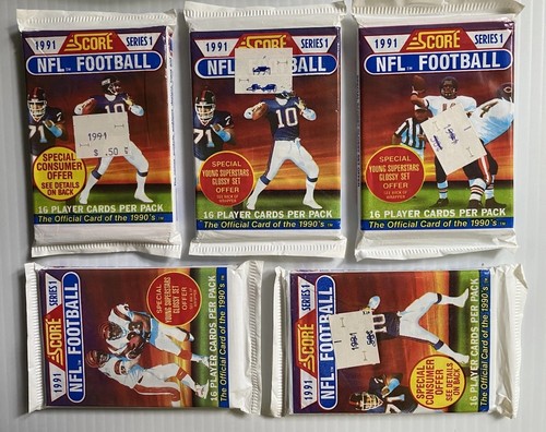 Set Of 5 1991 Score NFL Series 1 Wax Packs