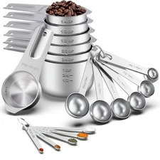 Stainless Steel Measuring Cups Spoons Set 21 PCS for Cooking Baking