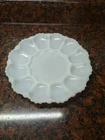 Vtg. 10" White Milk Glass Deviled Egg Serving Plate.