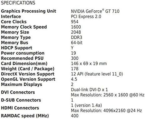 MSI GeForce GT 710 2GD3H LP Graphics Card '2GB DDR3, 954MHz, Low Profile,... - Picture 7 of 7