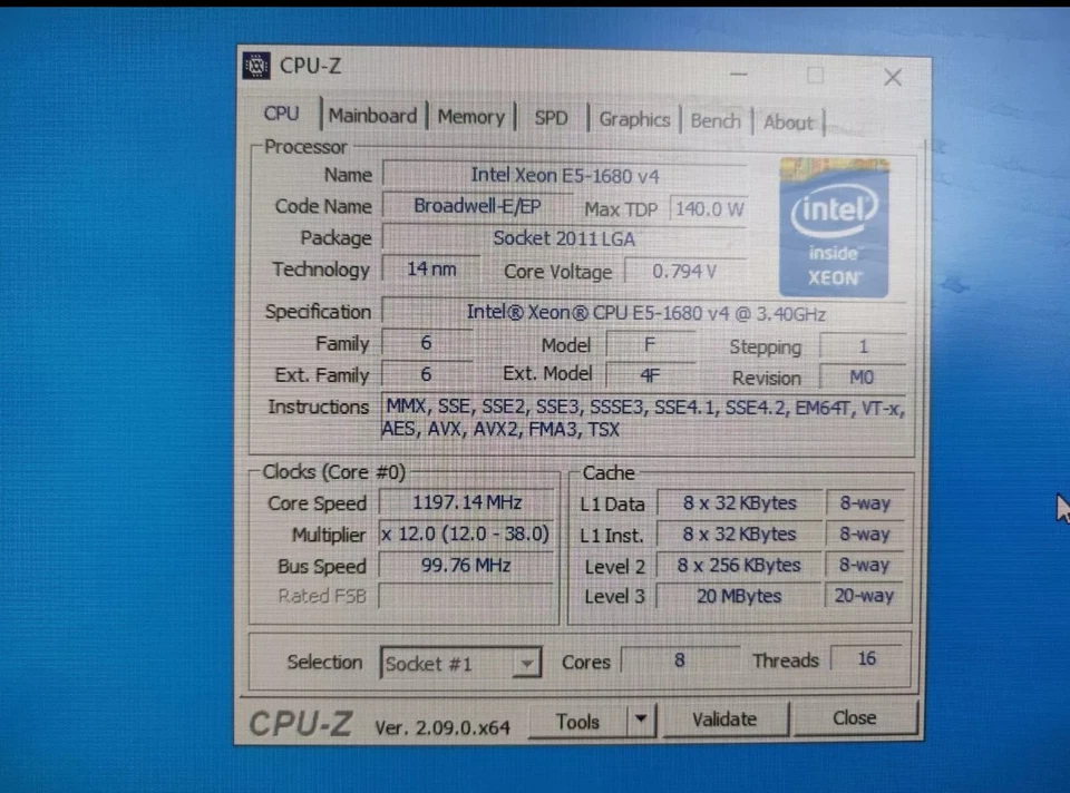 PC MACHINIStX99 PR9, Intel® Xeon® E5-1680 v4 @ 3.40GHz 8cores, Gra8GB,R64G - Image 2 of 4