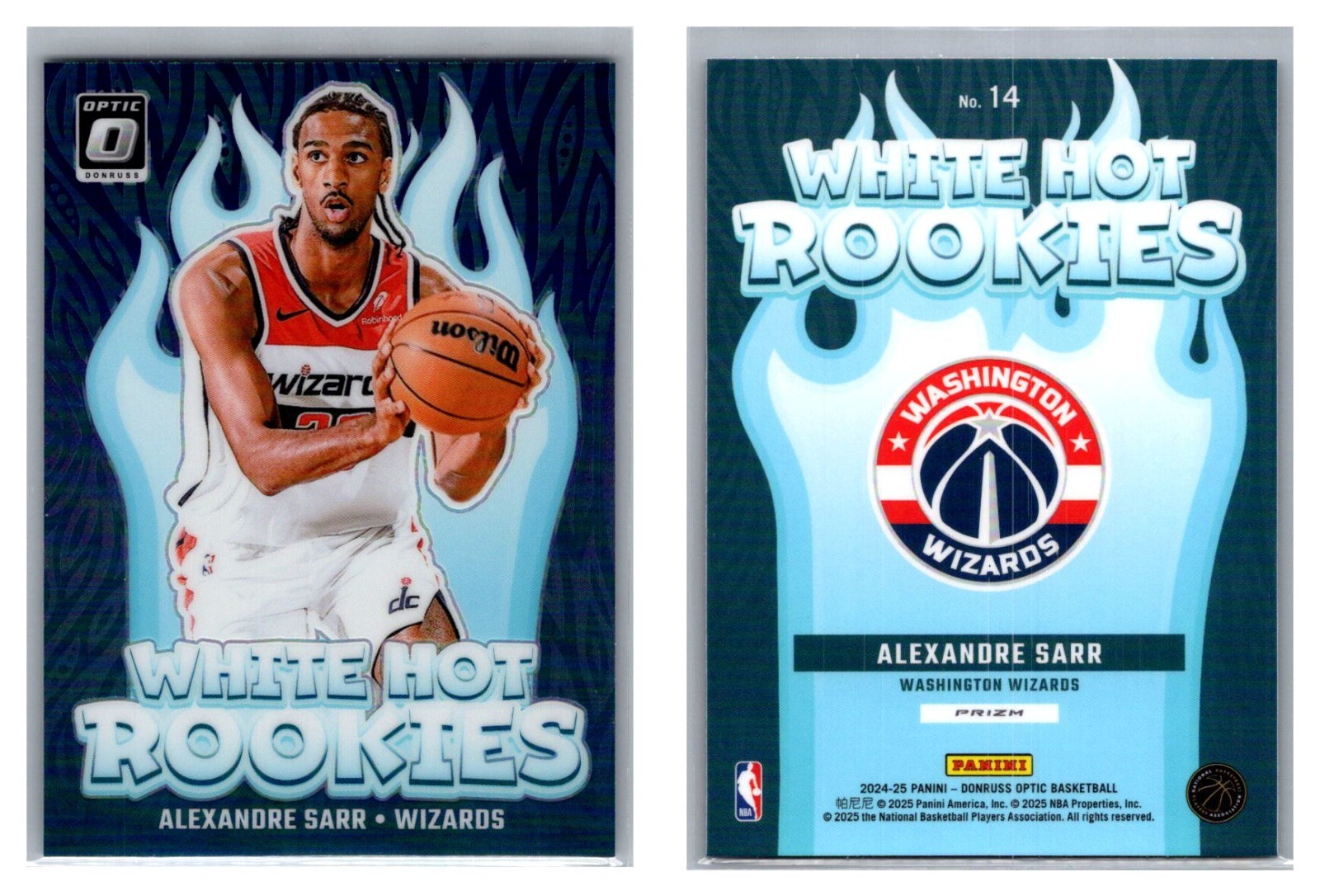 Alexandre Sarr RC 2024-25 Donruss Optic White Hot Rookies Purple Prizm Wizards
