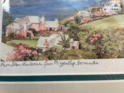 Vintage Carol Holding Watercolor Print ‘Hamilton Habour’ Signed Matted - Picture 3 of 5
