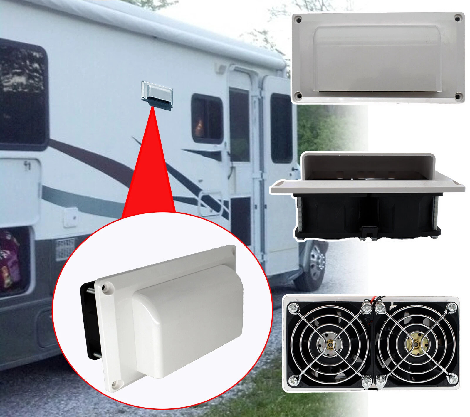 12V DC Wohnwagen Wohnmobil Boot RV Seitenluftkühlung Lüftung Abluft Ventilator