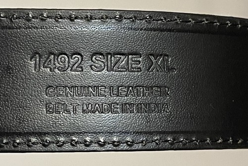 Genuine Leather Men’s Size XL Black Classic Stitch Dress Belt Silver-tone Buckle - Picture 4 of 6