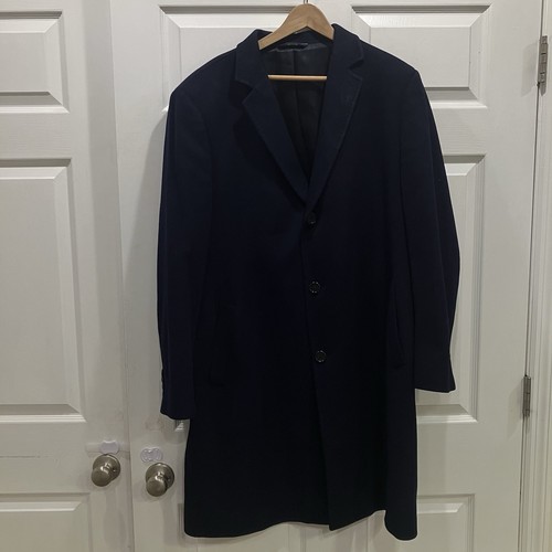 Saks Fifth Avenue Black Loro Piana Superfine 100% Wool Coat Size 46R Navy Blue - Picture 2 of 13
