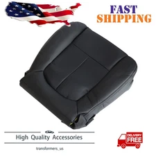 replacement For 09-14 Ford F150 Passenger Bottom PERF Leather Seat Cover Black