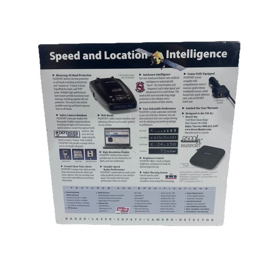Escort 9500ix Passport Radar Detector with Smartcord Live Real Time Radar Blue - Picture 2 of 11