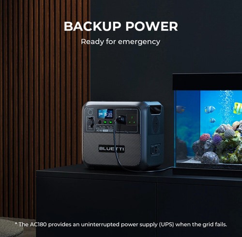 BLUETTI AC180 1152Wh Portable Power Station 1800W Solar Generator Outdoor Trip - Picture 10 of 11