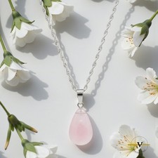 COLLANA DONNA ARGENTO 925 LUNGHEZZA 60 cm MAGLIA TWIST PENDENTE QUARZO ROSA