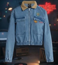 New W/ Tags Stranger Things Denim Jean Jacket Womens XXL Includes Patches