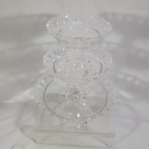 Clear Glass 3-Tier Pedestal Heart Rim Compote Centerpiece Candle Holder Set of 3 - Picture 4 of 19