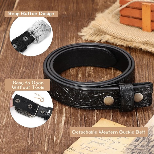 Genuine Leather Belts for Boys Girls Vintage Kids Western Cowboy Cowgirl Belt... - Picture 6 of 8