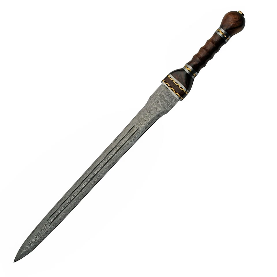 26'' Fuller Gladius Sword with Grooved Blade Wood Handle Stainless Brass Spacers - Image 4 of 4