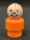 Vintage Original Fisher Price Little People All Plastic Orange Base Red Hair