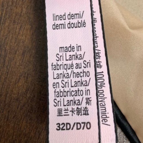 NWOT Victoria's Secret Transparent Black & Nude Lightly Lined Demi Bra Size 32D - Picture 3 of 6