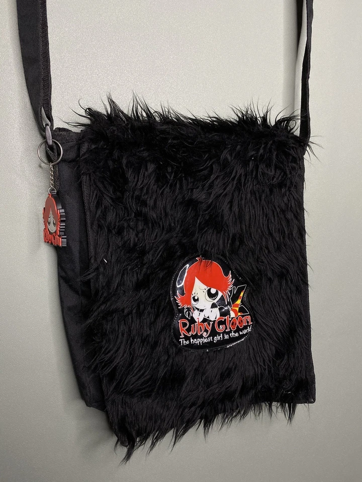 Vtg Y2k 2004 Ruby Gloom Fluffy Messenger Bag Hot Goth Emo Black Rare - Image 3 of 4