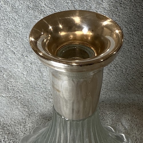 Decantador y tapón de vidrio vintage plateado cuello licor de vino - Imagen 14 de 14