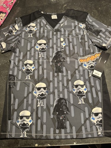 Star Wars Cherokee Scrubs Tooniforms Darth Vader Mens Top TF713 SRBM New - Picture 1 of 6