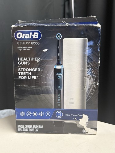 Oral-B Genius 6000 Cepillo de Dientes Eléctrico, Recargable, Estuche de Viaje Negro Caja Abierta - Imagen 2 de 6