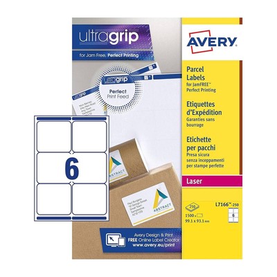 Avery Weiß 99,1 x 93,1 mm Selbstklebende Laser Paket Etiketten - 6 Pro Seite - 250 