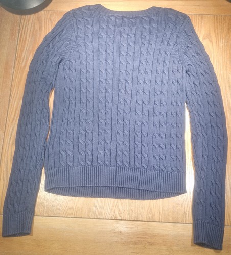 Super Dry Navy Cable Knit Ladies Jumper - Size 12 - Picture 2 of 6