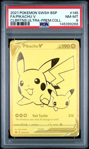 2021 POKEMON SWSH BLACK STAR PROMO #145 FULL ART/PIKACHU V PSA 8