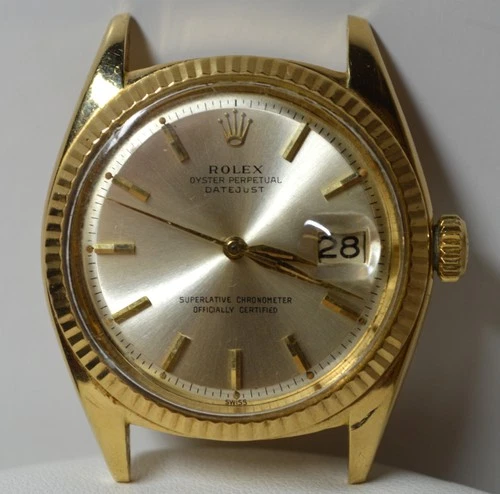 VINTAGE 18K ROLEX DATEJUST 1601 MANS WATCH 8 MILL SERIAL 885XXX