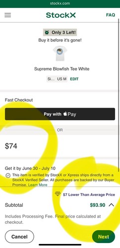 Supreme Blowfish Tee White Sz Medium Brand New - Picture 3 of 5