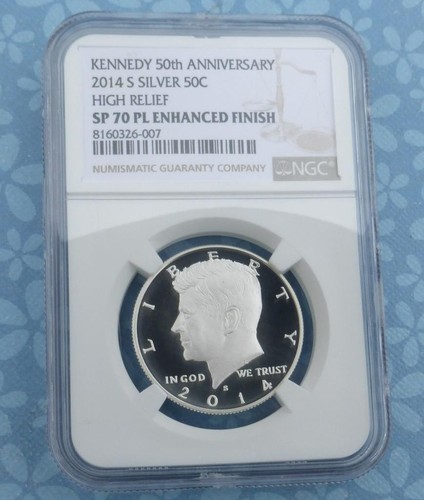2014 S NGC SP 70 PL Proof-Like Enhanced Kennedy Silver Half Dollar, USA 50C Coin