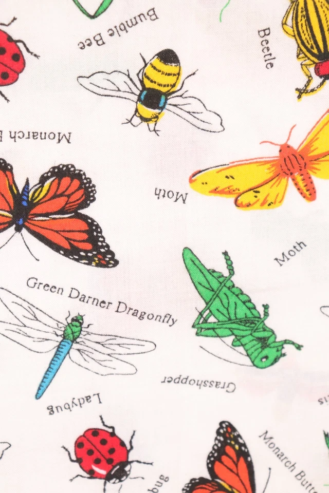 44"L x 44"W Fabric Traditions Bugs Insects Butterfly Grasshopper Ladybug Beetle - Image 3 of 4