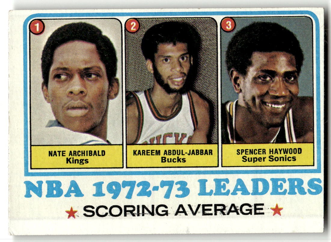 1973-74 Topps #154 Nate Archibald/Kareem Abdul-Jabbar/Spencer Haywood