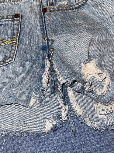 abercrombie 14 Low Rise Girls Jean Skirt Distressed Denim Short Kids Y2K 75654 - Picture 4 of 5