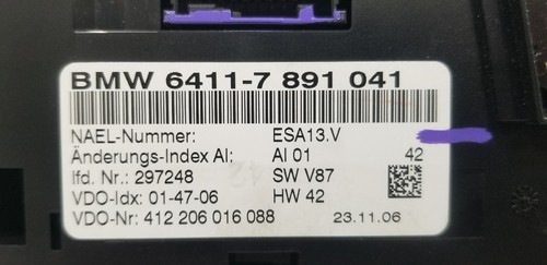 07 BMW Z4 E85 M ROADSTER TEMPERATURE HVAC CLIMATE CONTROL 64117891041 - Picture 10 of 12